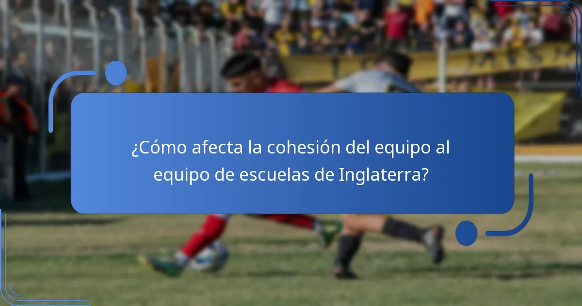 ¿Cómo afecta la cohesión del equipo al equipo de escuelas de Inglaterra?