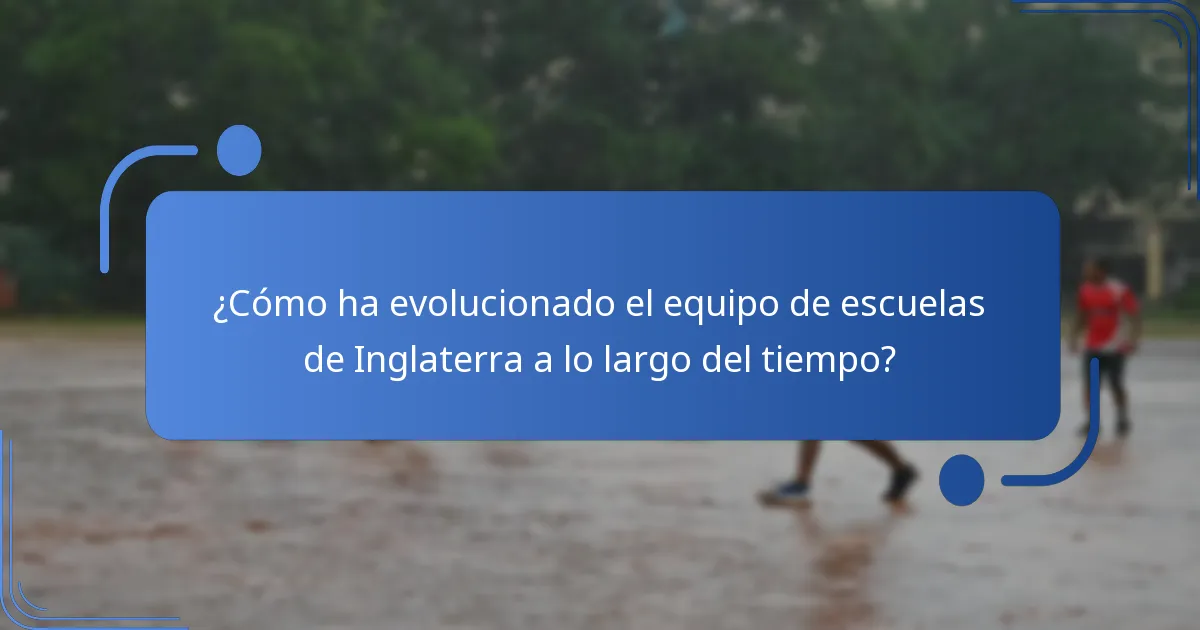 ¿Cuáles son las actuaciones pasadas del equipo de escuelas de Inglaterra?