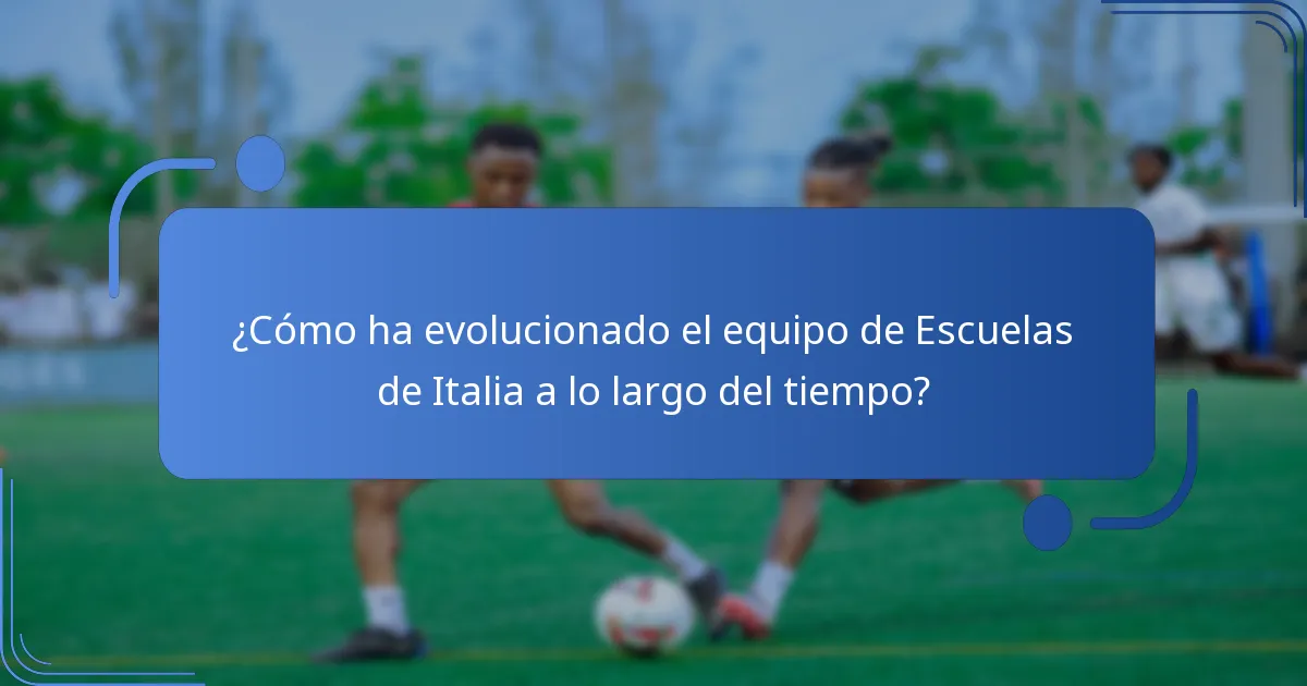 ¿Cómo ha evolucionado el equipo de Escuelas de Italia a lo largo del tiempo?
