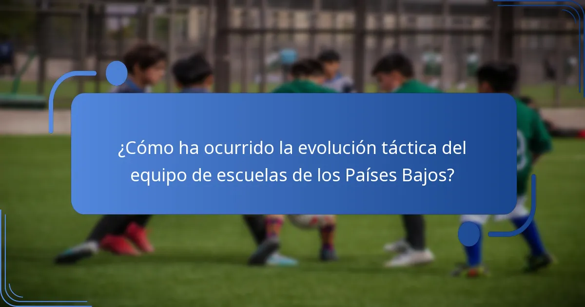 ¿Cómo ha ocurrido la evolución táctica del equipo de escuelas de los Países Bajos?