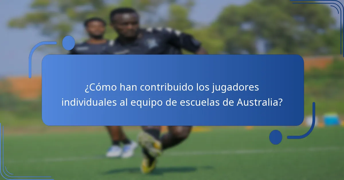 ¿Cómo han contribuido los jugadores individuales al equipo de escuelas de Australia?