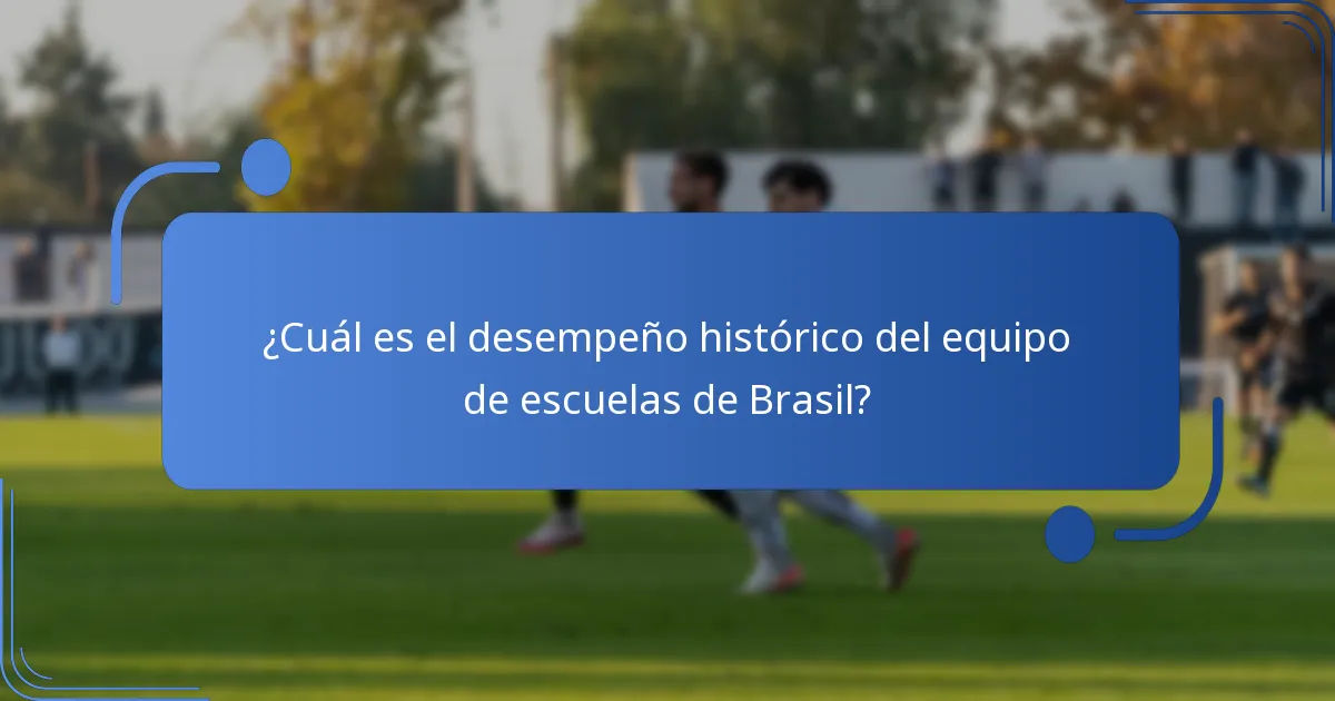¿Cuáles son las estadísticas de los partidos del equipo de escuelas de Brasil?