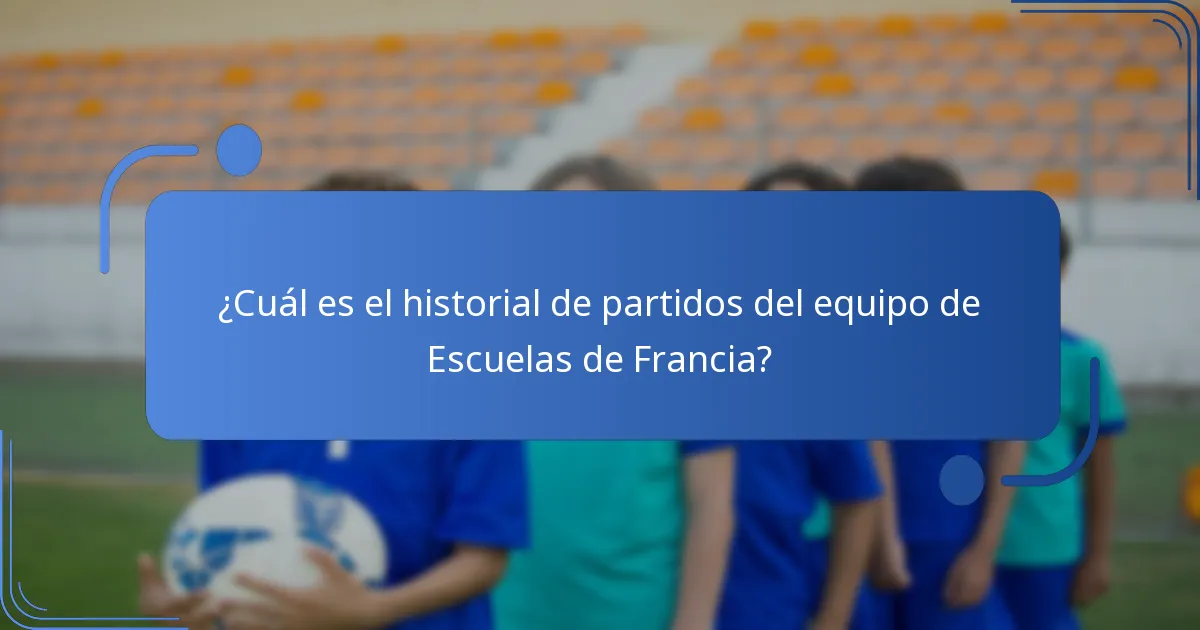 ¿Cuál es el historial de partidos del equipo de Escuelas de Francia?