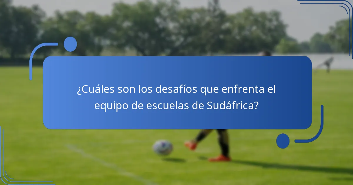 ¿Cuáles son los desafíos que enfrenta el equipo de escuelas de Sudáfrica?