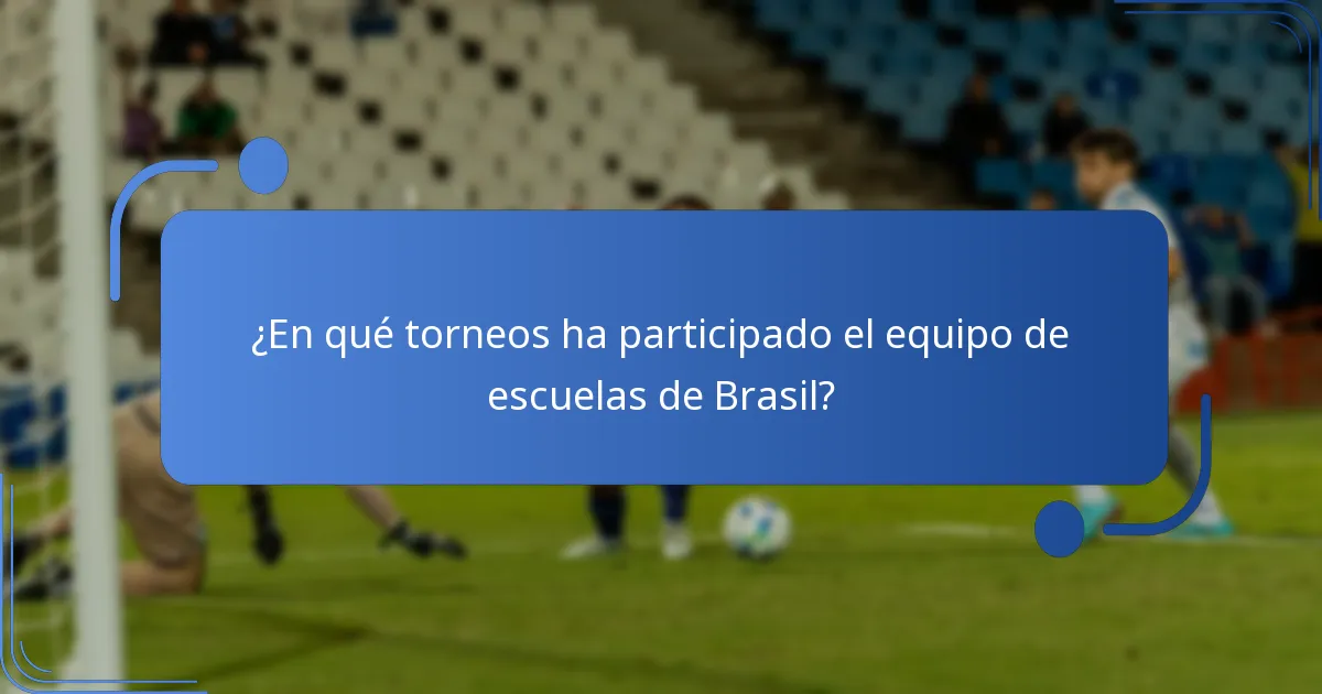 ¿En qué torneos ha participado el equipo de escuelas de Brasil?