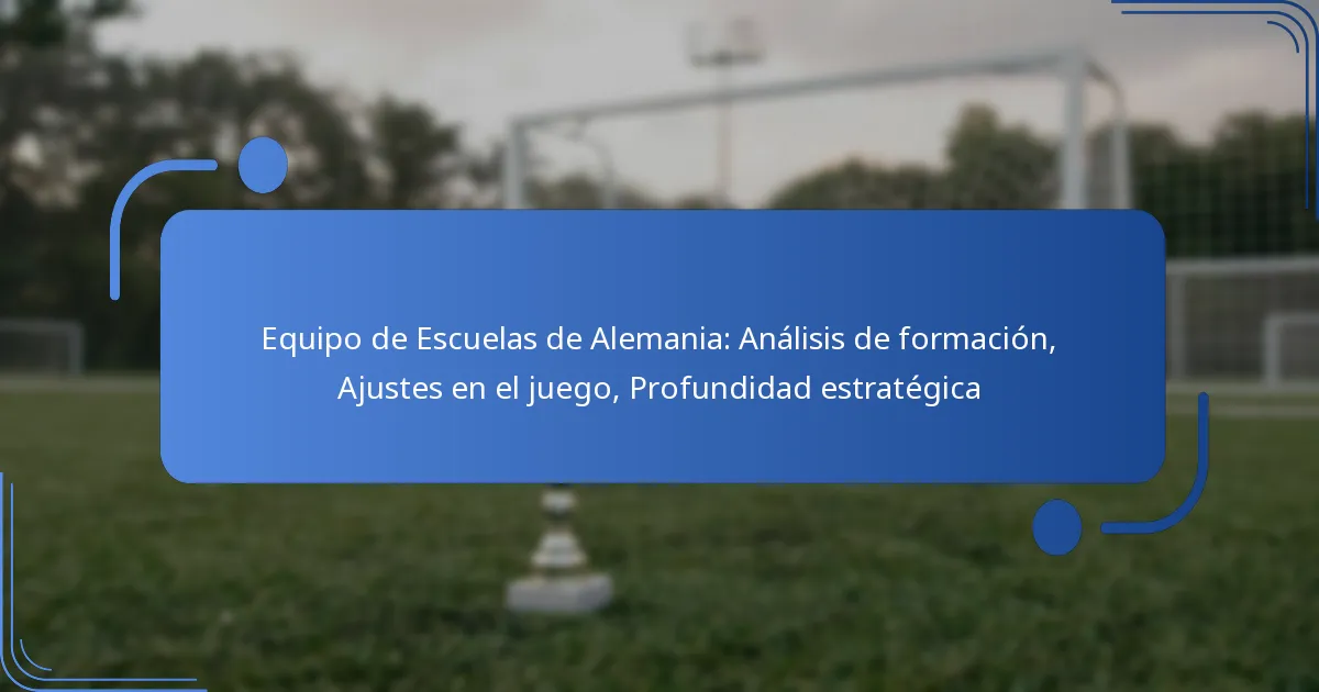 Equipo de Escuelas de Alemania: Análisis de formación, Ajustes en el juego, Profundidad estratégica