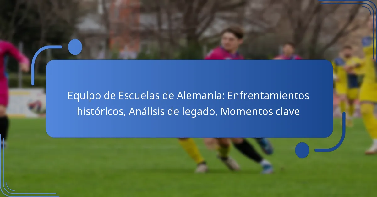 Equipo de Escuelas de Alemania: Enfrentamientos históricos, Análisis de legado, Momentos clave