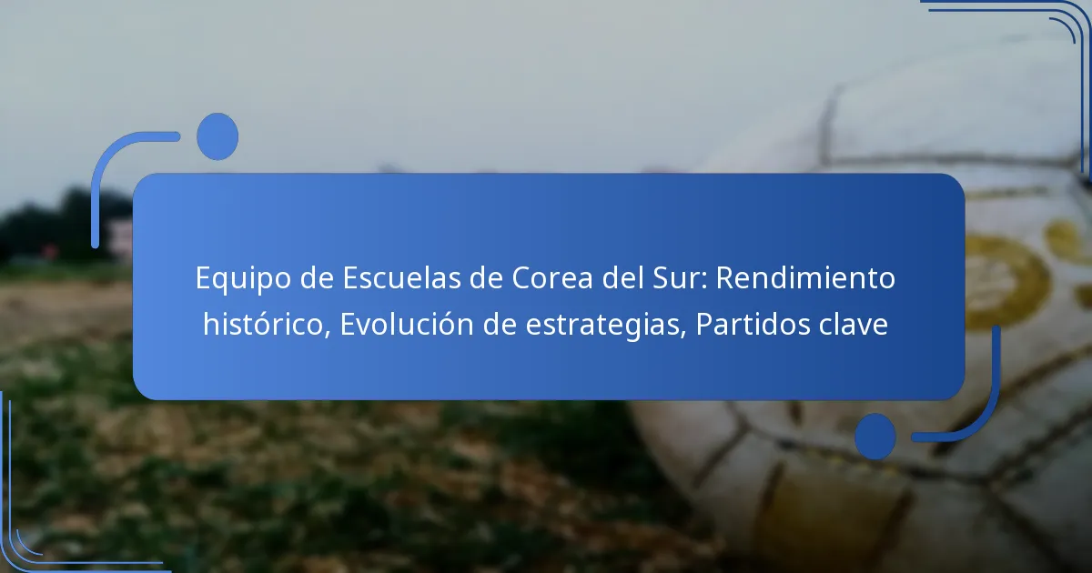 Equipo de Escuelas de Corea del Sur: Rendimiento histórico, Evolución de estrategias, Partidos clave