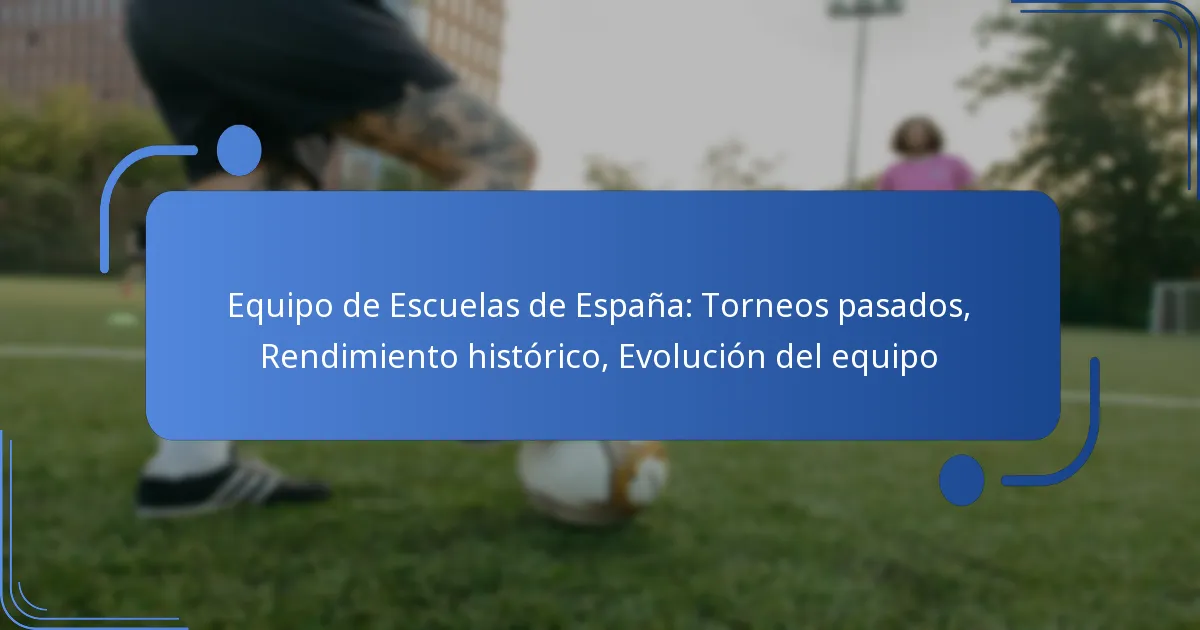 Equipo de Escuelas de España: Torneos pasados, Rendimiento histórico, Evolución del equipo
