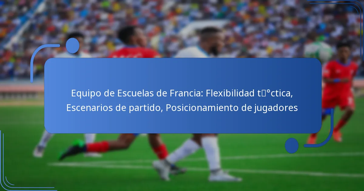 Equipo de Escuelas de Francia: Flexibilidad táctica, Escenarios de partido, Posicionamiento de jugadores