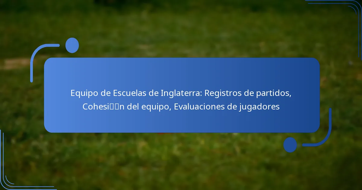 Equipo de Escuelas de Inglaterra: Registros de partidos, Cohesión del equipo, Evaluaciones de jugadores