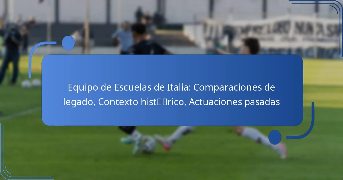 Equipo de Escuelas de Italia: Comparaciones de legado, Contexto histórico, Actuaciones pasadas