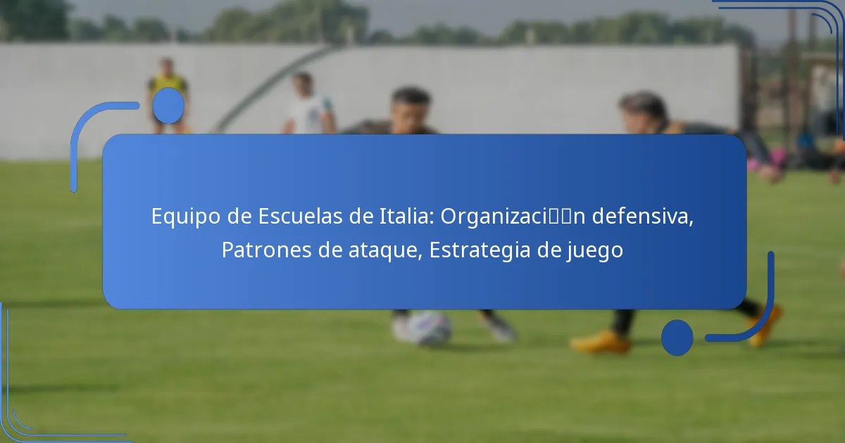 Equipo de Escuelas de Italia: Organización defensiva, Patrones de ataque, Estrategia de juego