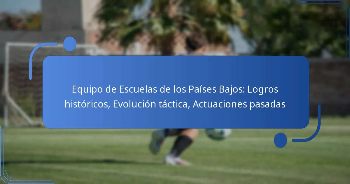 Equipo de Escuelas de los Países Bajos: Logros históricos, Evolución táctica, Actuaciones pasadas
