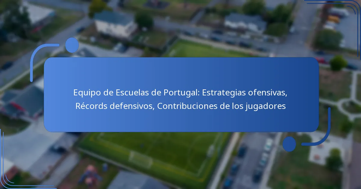 Equipo de Escuelas de Portugal: Estrategias ofensivas, Récords defensivos, Contribuciones de los jugadores