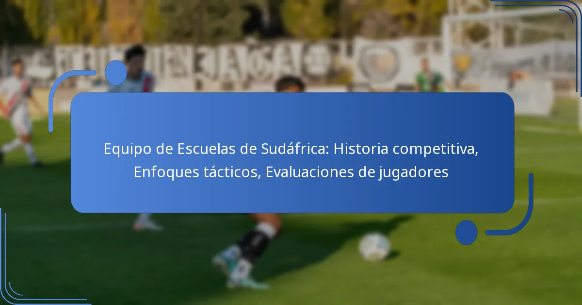 Equipo de Escuelas de Sudáfrica: Historia competitiva, Enfoques tácticos, Evaluaciones de jugadores